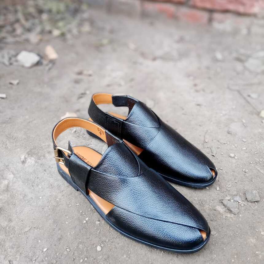 Black Look Peshawari Chappal pure lather